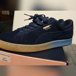 PUMA Suede X Dolphin Dress Blue/Pink Coral 362216 01 M Sz 6 Wm Sz 8 EUC